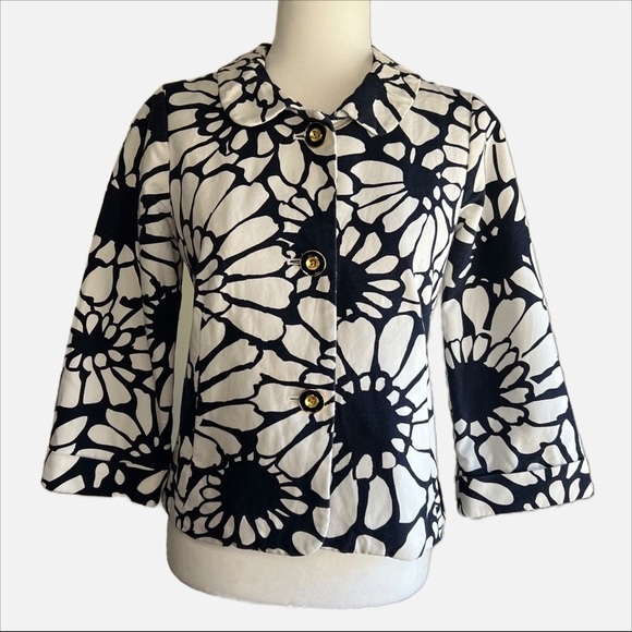 J. Crew Jackets & Blazers - J. Crew White and Blue Daisy Print Blazer Size 2